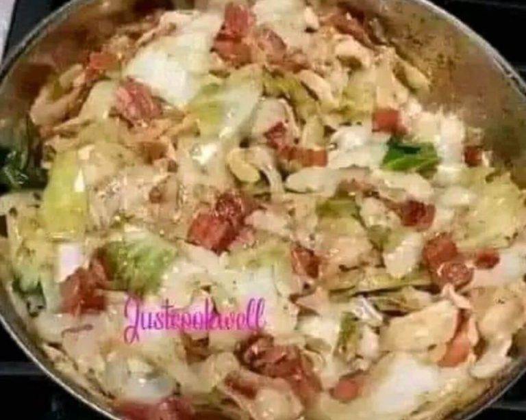 Fried Cabbage with Bacon, Onion, and Garlic