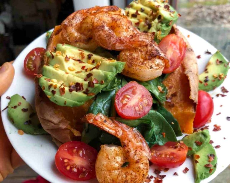 Shrimp Loaded Sweet Potato