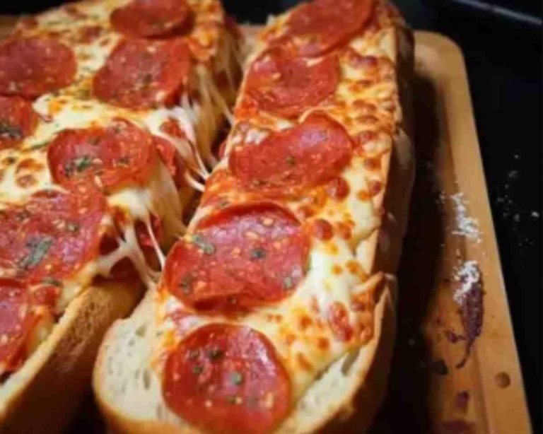 Homemade pepperoni garlic bread