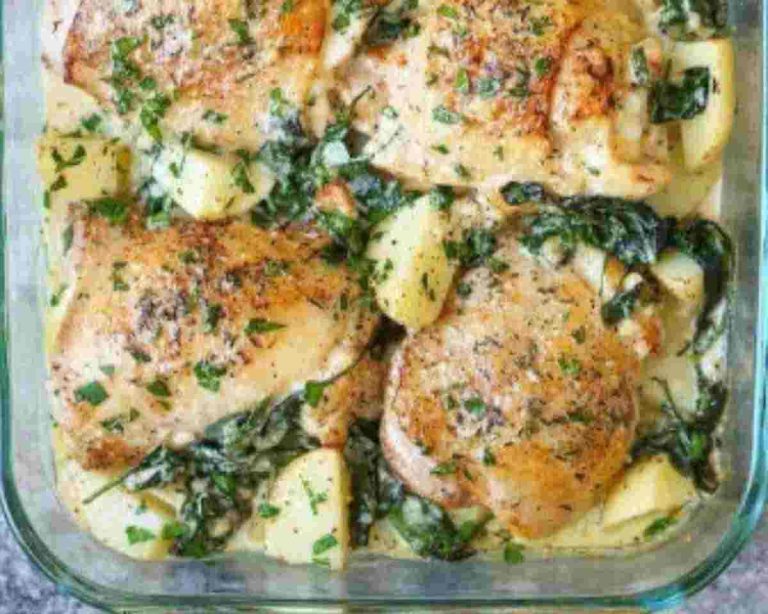 Chicken and Potatoes with Garlic Parmesan Cream Sauce