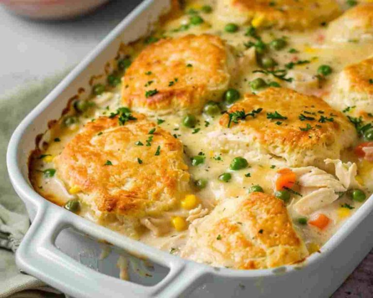 Creamed Chicken and Biscuits Casserole