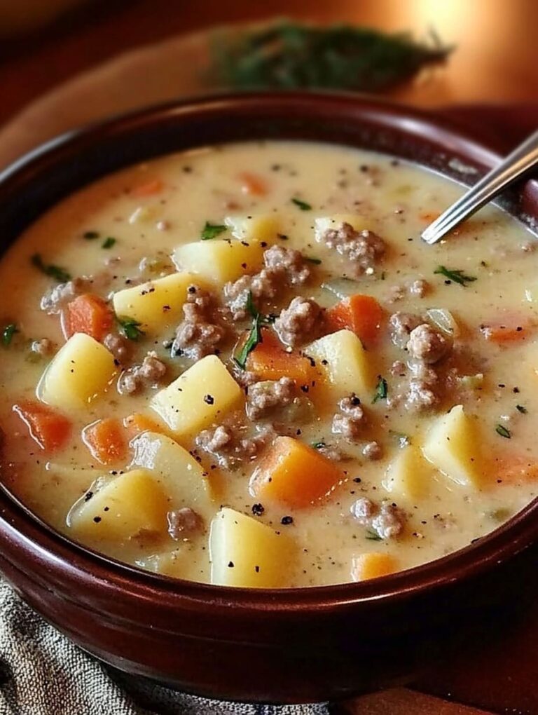 Crockpot Creamy Potato & Hamburger Soup