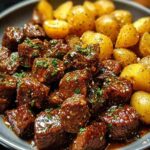 Slow Cooker Garlic Butter Beef Bites and Potatoes