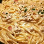 Creamy Crockpot Chicken Spaghetti