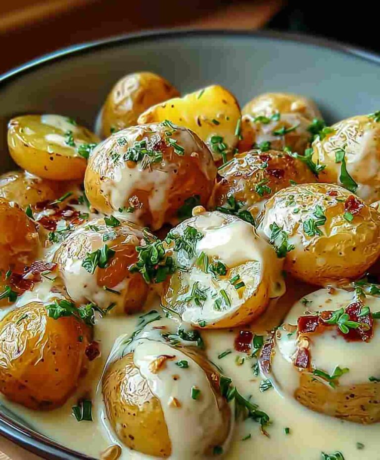 Creamy Garlic Baby Potatoes