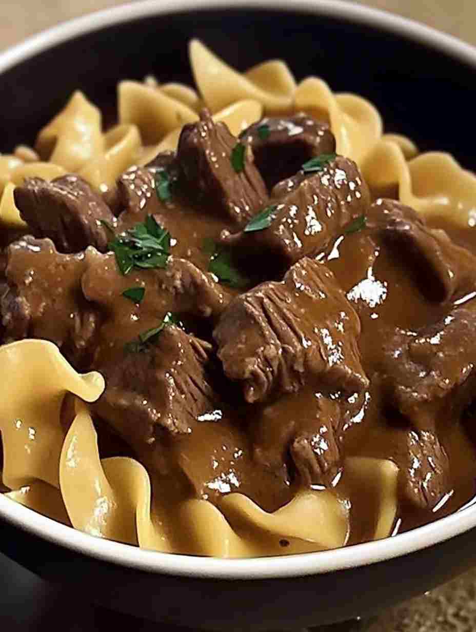 Crockpot Beef Tips and Noodles