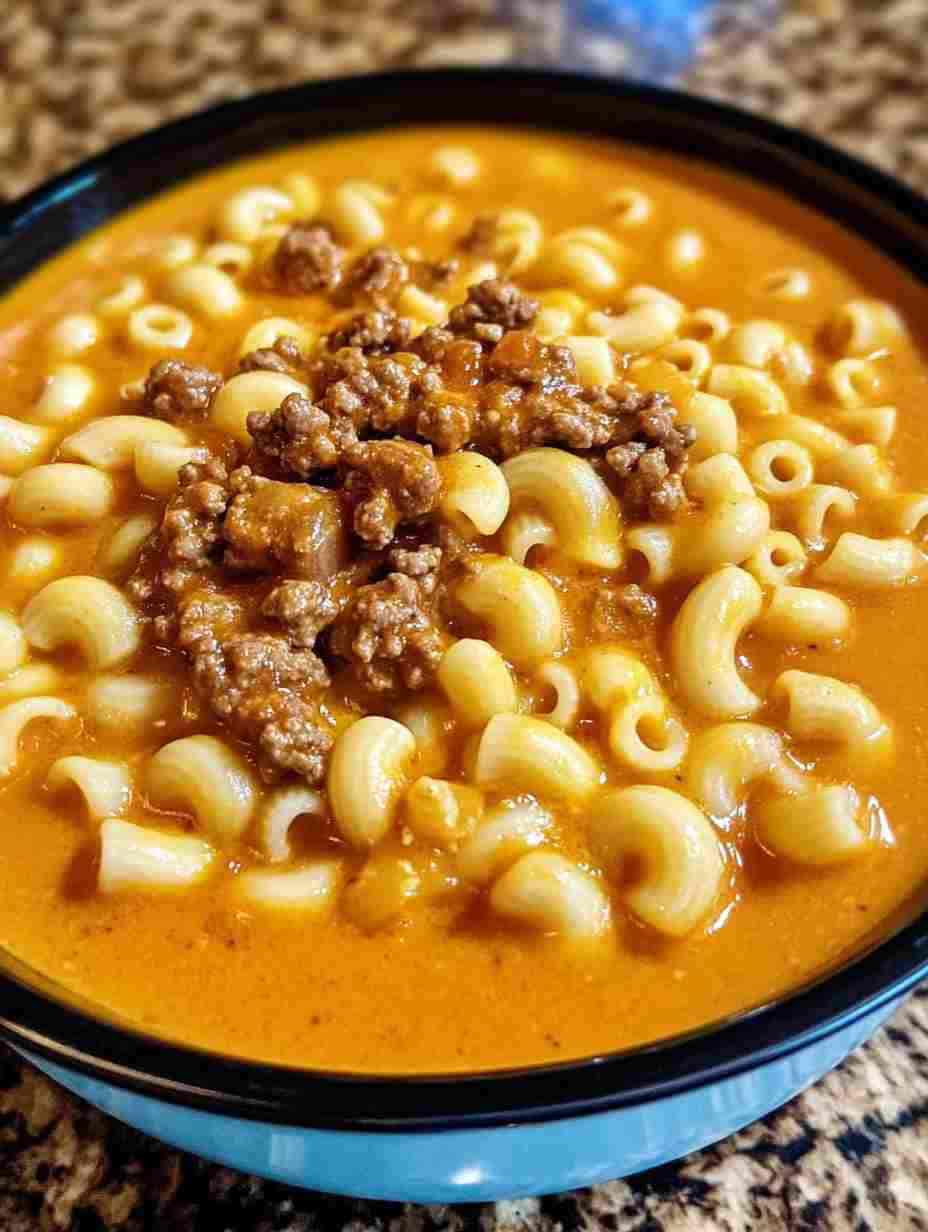One-Pot Macaroni Cheeseburger Soup