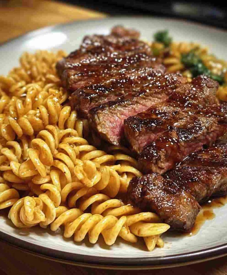 Sticky Honey Garlic Steak and Rotini