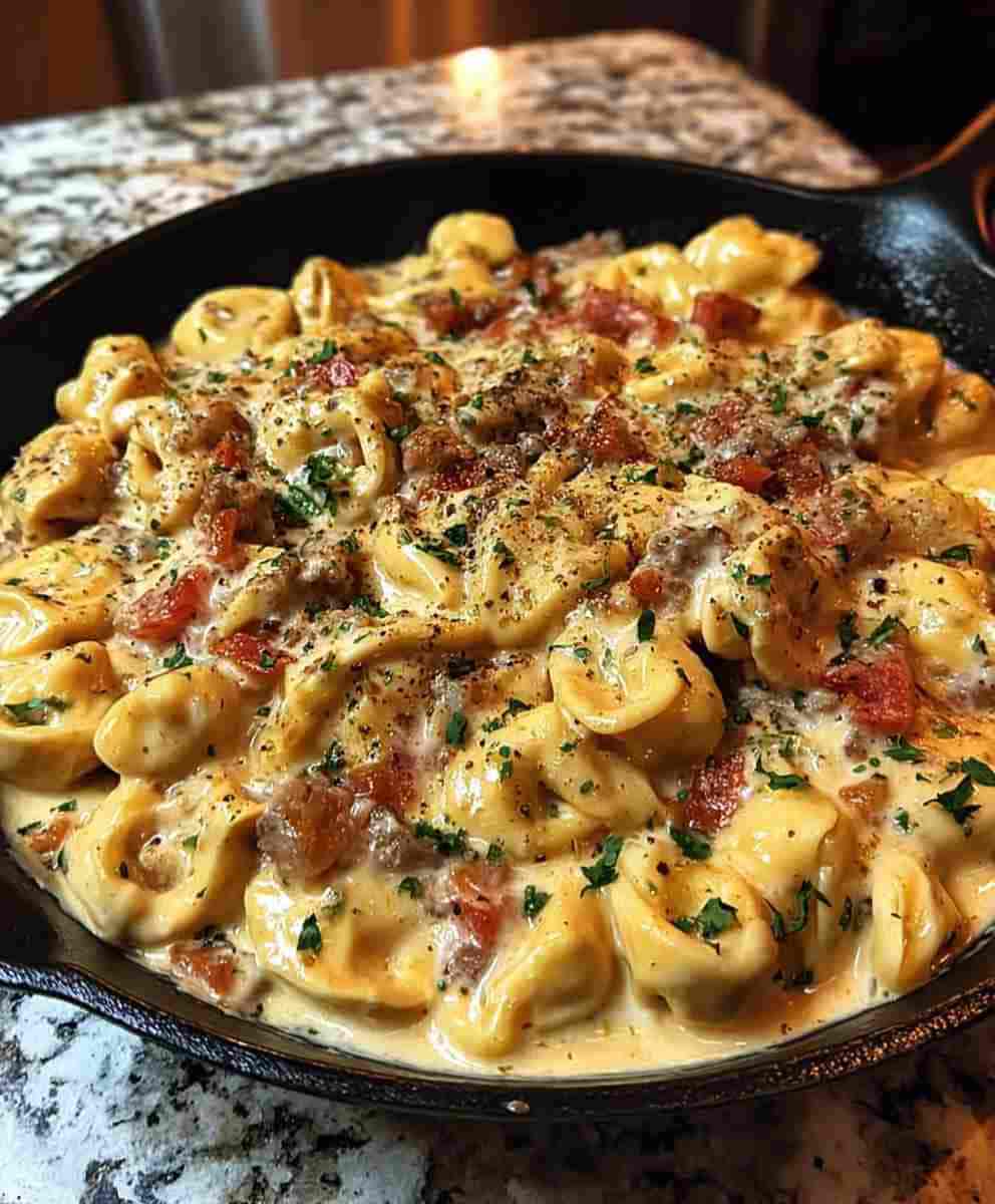 The Best Loaded Cajun Alfredo Tortellini Skillet