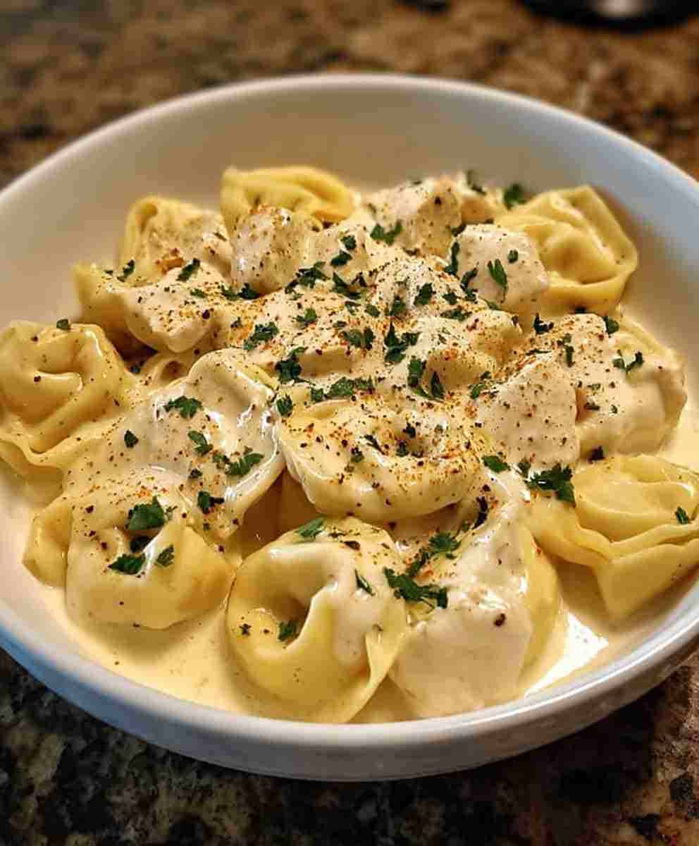 Crockpot Chicken Alfredo Tortellini