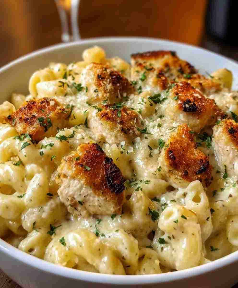 Parmesan Garlic Chicken Mac and Cheese