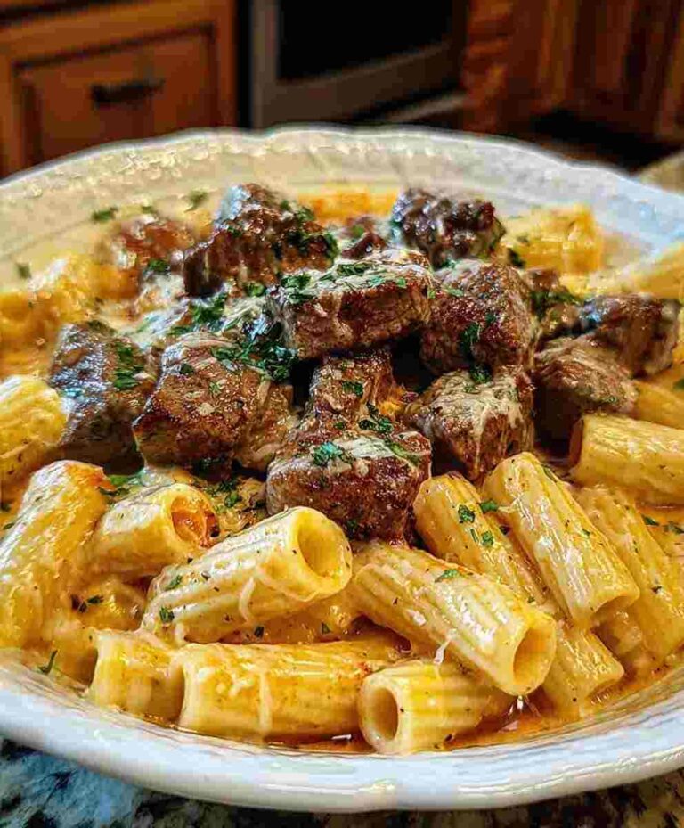 Cajun Steak Tips and Creamy Rigatoni Pasta Recipe