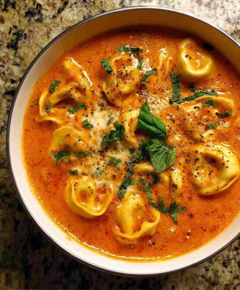 Cheesy Tomato Tortellini Soup