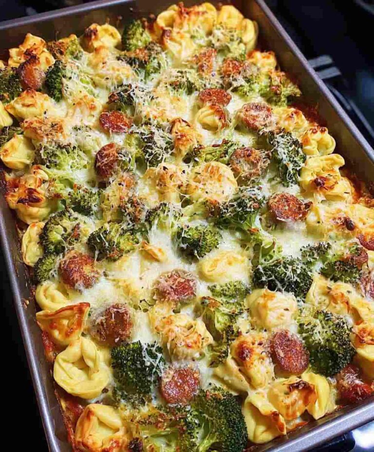 Sheet Pan Broccoli Tortellini Bake