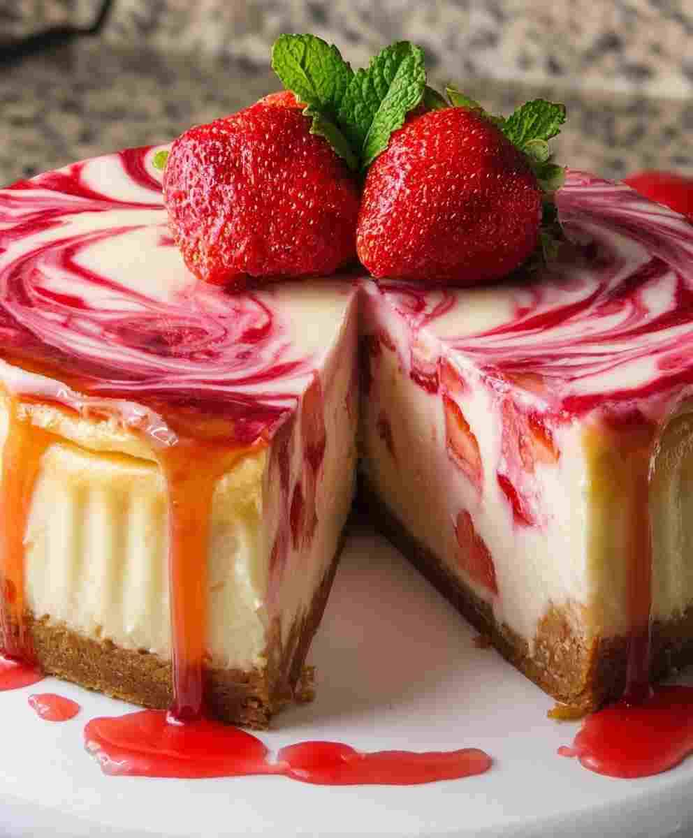 Strawberry Swirl Cheesecake